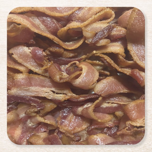 Bacon Square Paper Coaster (Front)
