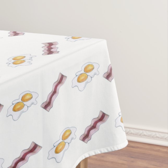 Bacon Strips and Fried Eggs Breakfast Food  Tablecloth (In Situ)