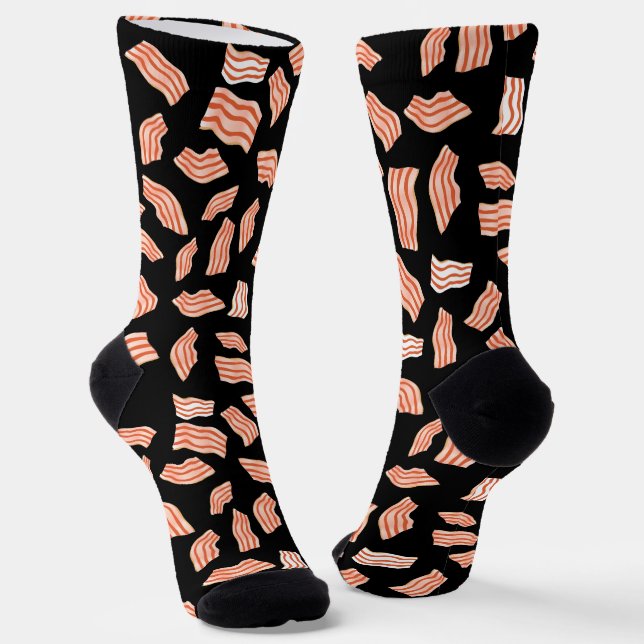 Bacon Strips Pattern Funny Socks (Angled)