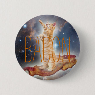 Bacon Surfing Cat 6 Cm Round Badge