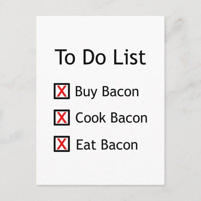 Bacon To Do List Postcard (Front)