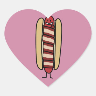Bacon Wrapped Hot Dog Hotdog Wiener Bacon-wrapped Heart Sticker