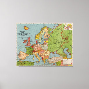 Bacon's standard map of Europe (1925) Canvas Print