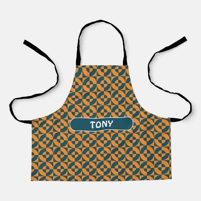 Bacteria Blue Peach Minimal Pattern Apron (Front)