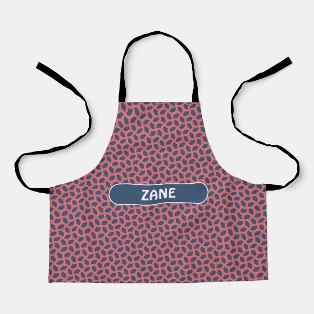 Bacteria Cream Blue Minimal Pattern Apron (Front)