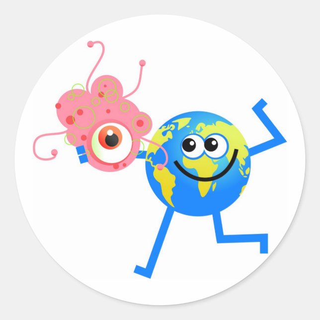 Bacteria Globe Classic Round Sticker (Front)