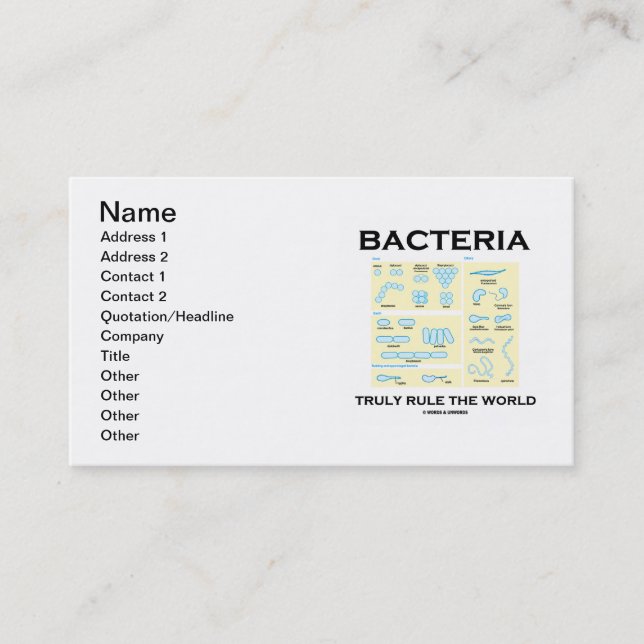 Bacteria Truly Rule The World (Morphology) Business Card (Front)