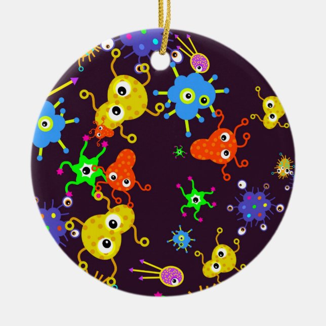 Bacteria Wallpaper Ceramic Tree Decoration (Front)