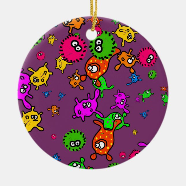Bacteria Wallpaper Ceramic Tree Decoration (Front)