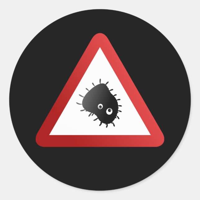 Bacteria Warning Sign Classic Round Sticker (Front)