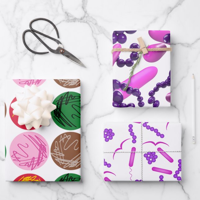 Bacterial Culture Plates and Gram Stain Wrapping Paper Sheet (Front)