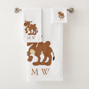 Bactrian Camel Design Monogrammed Bath Towel Set