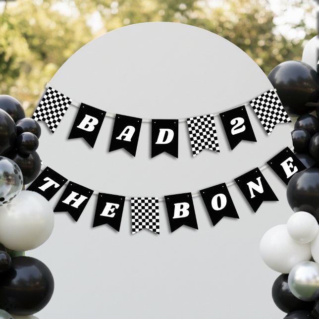 Bad 2 the Bone Checkered 2nd Birthday Bunting (Creator Uploaded)