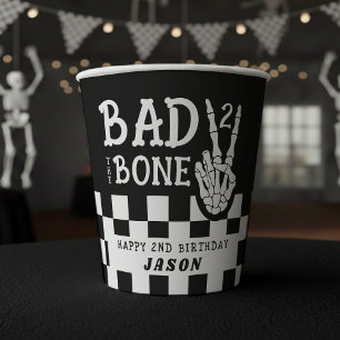 Bad 2 the Bone Skeleton 2nd Birthday Party Paper Cups