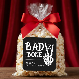 Bad 2 the Bone Skeleton 2nd Birthday Party Square Sticker
