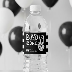 Bad 2 the Bone Skeleton 2nd Birthday Party Water Bottle Label