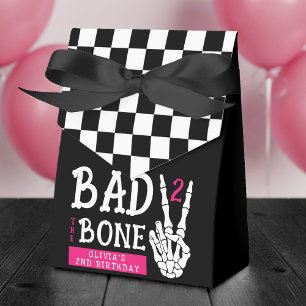 Bad 2 the Bone Skeleton Pink 2nd Birthday Party Favour Box