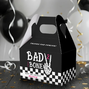 Bad 2 the Bone Skeleton Pink 2nd Birthday Party Favour Box