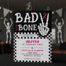 Bad 2 the Bone Skeleton Pink 2nd Birthday Party