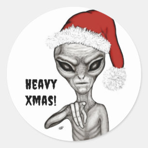 Bad Alien , Heavy Xmas ! Classic Round Sticker