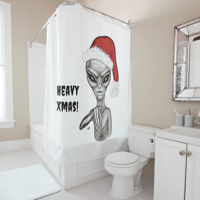 Bad Alien , Heavy Xmas ! Shower Curtain (In Situ)