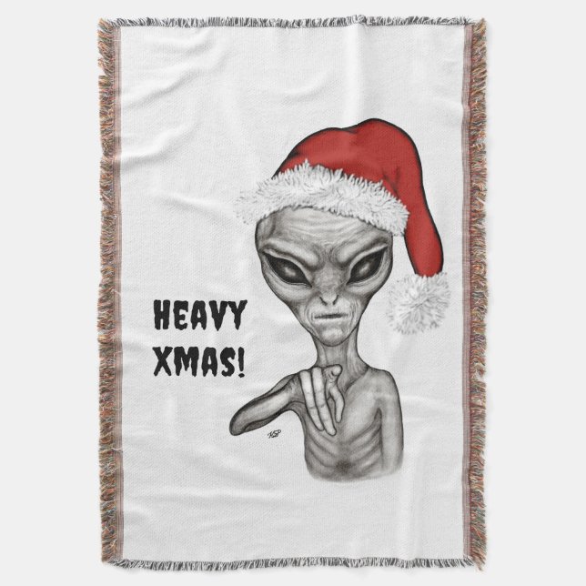 Bad Alien , Heavy Xmas ! Throw Blanket (Front Vertical)