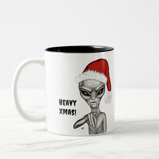 Bad Alien , Heavy Xmas ! Two-Tone Coffee Mug (Left)