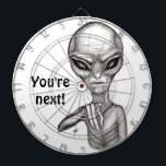 Bad Alien , You're next ! Dartboard<br><div class="desc">Grey Alien ,   Fantasy Art Pencil Drawing by Krisi ArtKSZP >>> More Products in Store Category >>> Alien >>> Bad Alien</div>