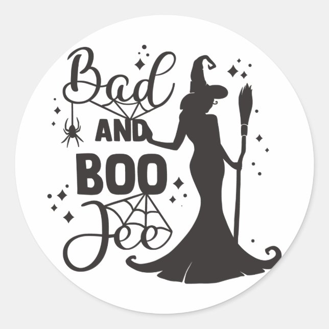 Bad and Boo Jee Halloween Classic Round Sticker (Front)