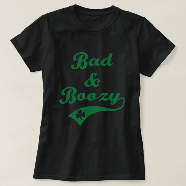 Bad and Boozy Fun Saint Patrick' Day Drinking  Men T-Shirt (Design Front)