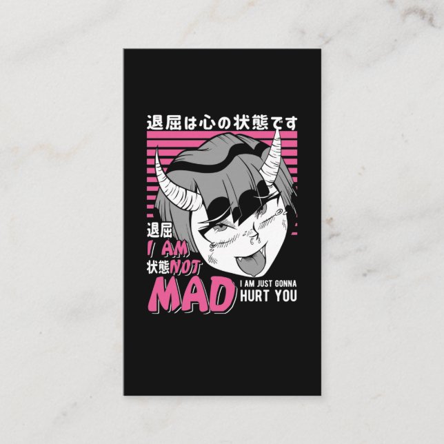 Bad Anime Girl Otaku Angry Manga Devil Business Card (Front)
