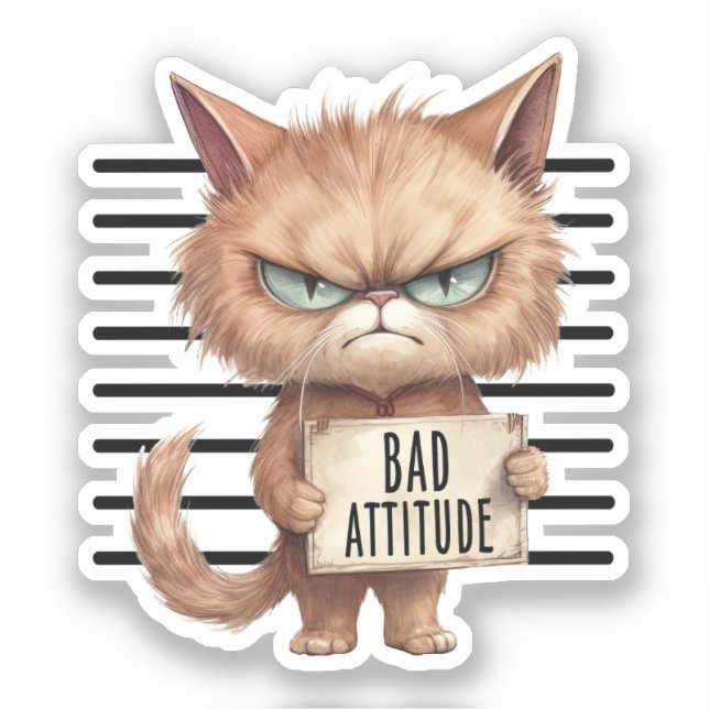 Bad Attitude Cat Mugshot – Funny Feline Design (Front)