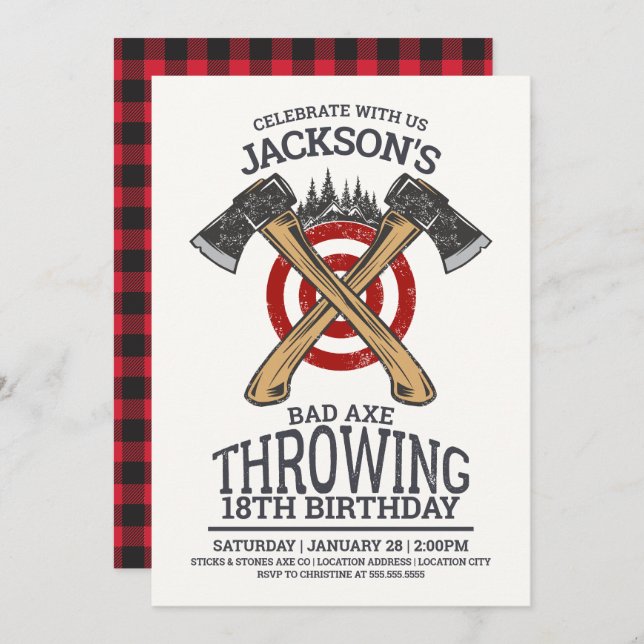 Bad Axe Throwing Birthday Invitation (Front/Back)