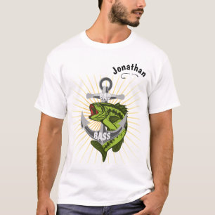Bad Bass With Boat Anchor Personalised NAME T-Shir T-Shirt