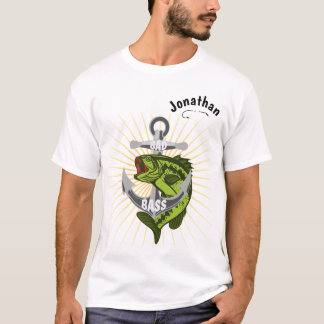 Bad Bass With Boat Anchor Personalised NAME T-Shir T-Shirt