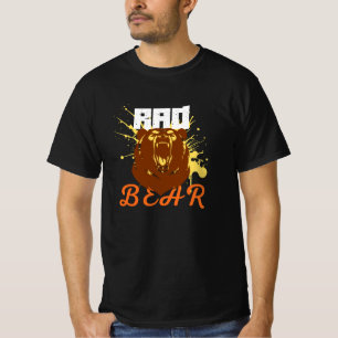 Bad Bear Roaring Grizzly Splatter Streetwear T-Shi T-Shirt