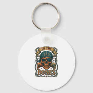 Bad Bones Pirate Skull Bandana Rope Crossbones Key Ring