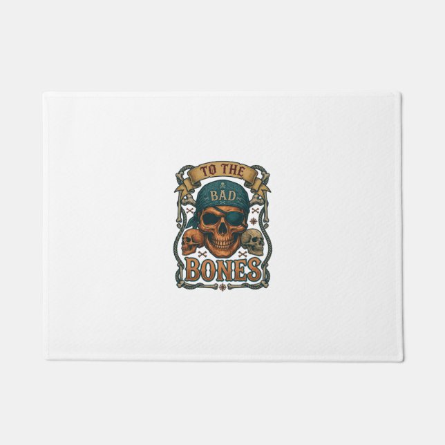 Bad Bones Pirate Skull Bandanna Rope Crossbones Doormat (Front)