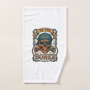 Bad Bones Pirate Skull Bandanna Rope Crossbones Hand Towel