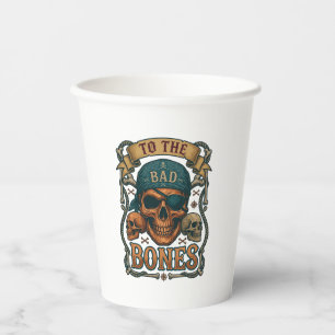 Bad Bones Pirate Skull Bandanna Rope Crossbones Paper Cups