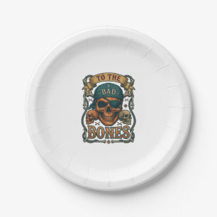 Bad Bones Pirate Skull Bandanna Rope Crossbones Paper Plate