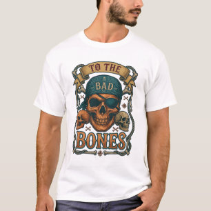 Bad Bones Pirate Skull Bandanna Rope Crossbones T-Shirt