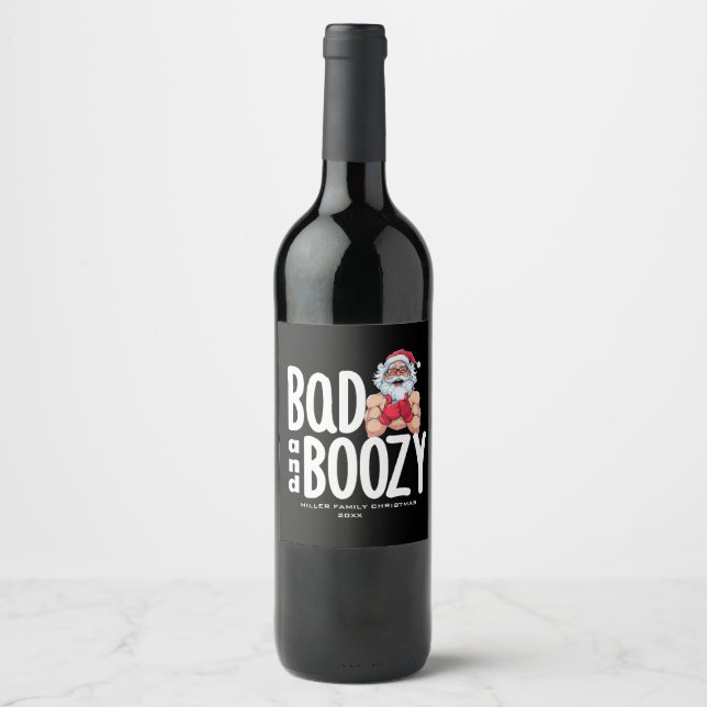 Bad & Boozy Wine Label - Custom Christmas Gift (Front)