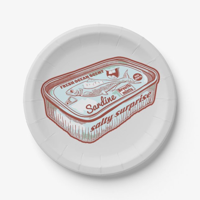 Bad breath funny Sardines tin Paper Plate (Front)