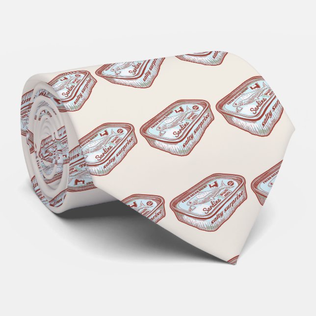 Bad breath funny Sardines tin Tie (Rolled)