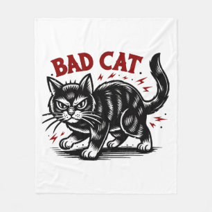 Bad Cat Fleece Blanket