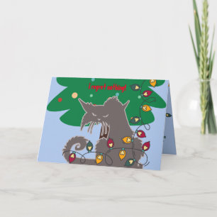"Bad Cat" Folded Christmas Greeting Card