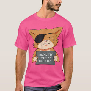 Bad Cat Gangster Mugshot Kitty For Pet Lovers  T-Shirt