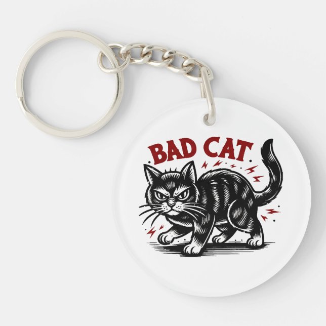 Bad Cat Key Ring (Front)