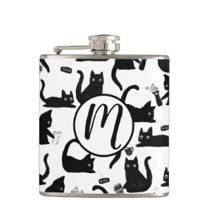 Bad Cats Knocking Stuff Over Hip Flask